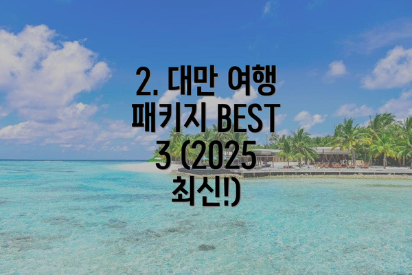 2. 대만 여행 패키지 BEST 3 (2025 최신!)