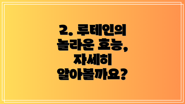2. 루테인의 놀라운 효능, 자세히 알아볼까요?