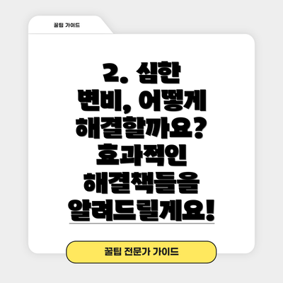 2. 심한 변비, 어떻게 해결할까요?  효과적인 해결책들을 알려드릴게요!