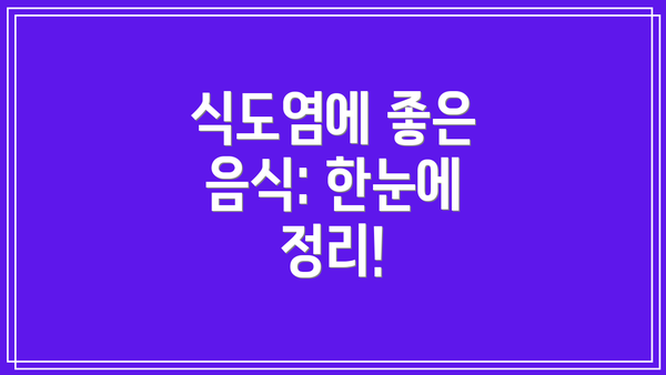 식도염에 좋은 음식: 한눈에 정리!
