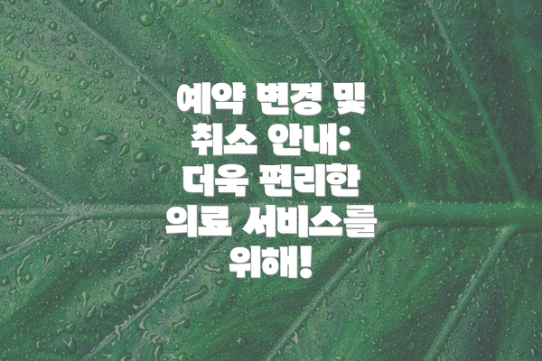 예약 변경 및 취소 안내: 더욱 편리한 의료 서비스를 위해!