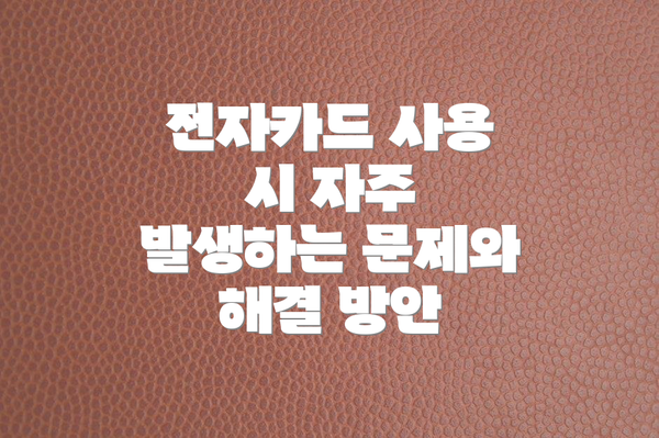 전자카드 사용 시 자주 발생하는 문제와 해결 방안