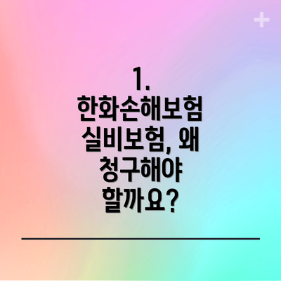 1. 한화손해보험 실비보험, 왜 청구해야 할까요?