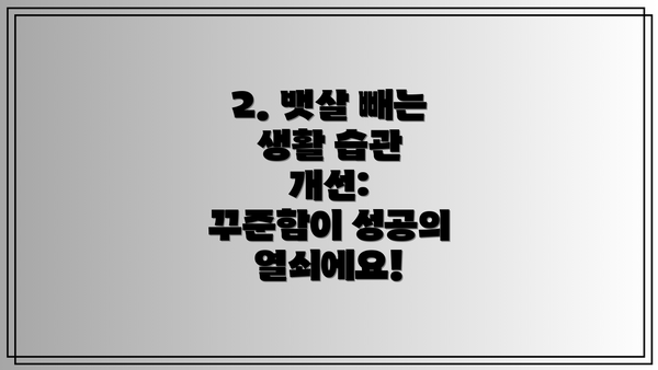 2. 뱃살 빼는 생활 습관 개선:  꾸준함이 성공의 열쇠에요!