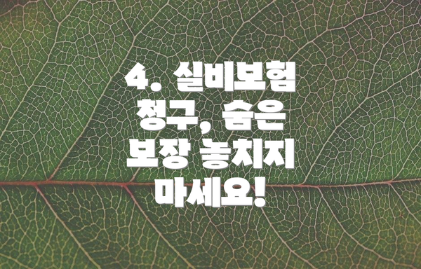 4. 실비보험 청구, 숨은 보장 놓치지 마세요!