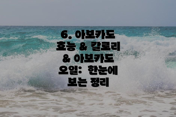 6. 아보카도 효능 & 칼로리 & 아보카도 오일:  한눈에 보는 정리