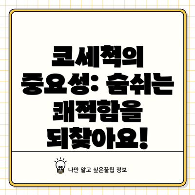 코세척의 중요성: 숨쉬는 쾌적함을 되찾아요!