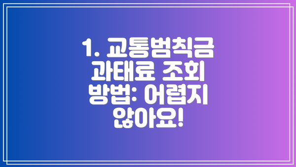 1. 교통범칙금 과태료 조회 방법: 어렵지 않아요!