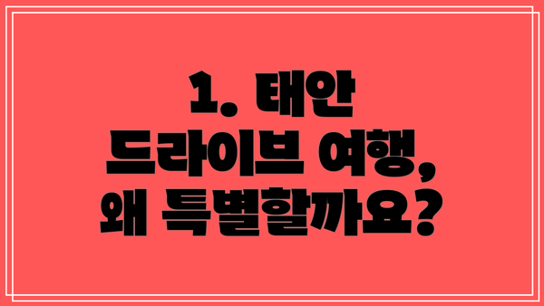 1. 태안 드라이브 여행, 왜 특별할까요?