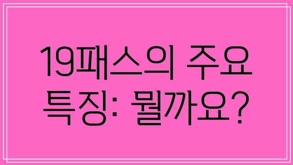 19패스의 주요 특징: 뭘까요?