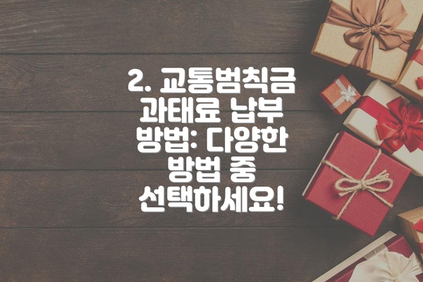 2. 교통범칙금 과태료 납부 방법: 다양한 방법 중 선택하세요!