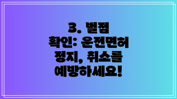 3. 벌점 확인: 운전면허 정지, 취소를 예방하세요!
