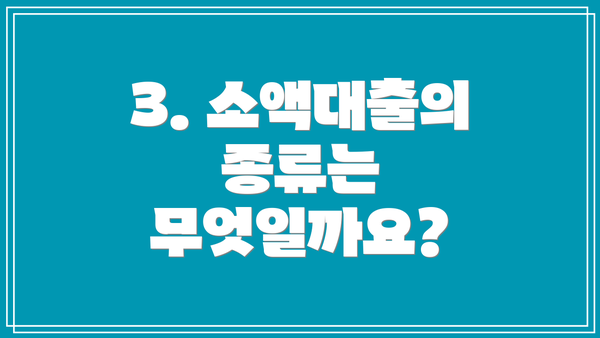 3. 소액대출의 종류는 무엇일까요?