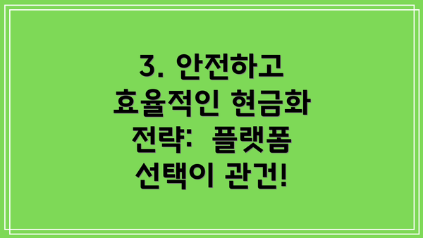 3. 안전하고 효율적인 현금화 전략:  플랫폼 선택이 관건!