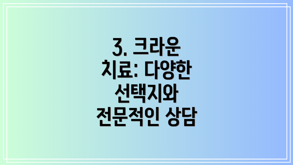 3. 크라운 치료: 다양한 선택지와 전문적인 상담