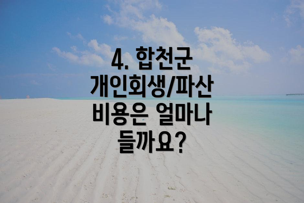 4. 합천군 개인회생/파산 비용은 얼마나 들까요?