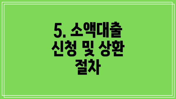 5. 소액대출 신청 및 상환 절차