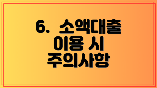 6.  소액대출 이용 시 주의사항
