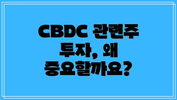 CBDC 관련주 투자, 왜 중요할까요?