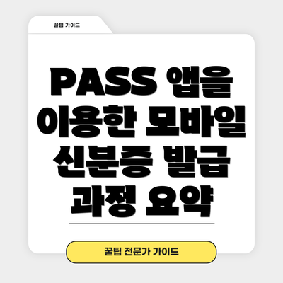 PASS 앱을 이용한 모바일 신분증 발급 과정 요약