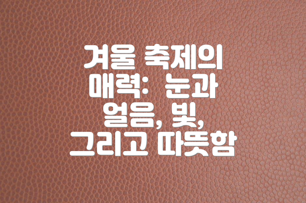 겨울 축제의 매력:  눈과 얼음, 빛, 그리고 따뜻함