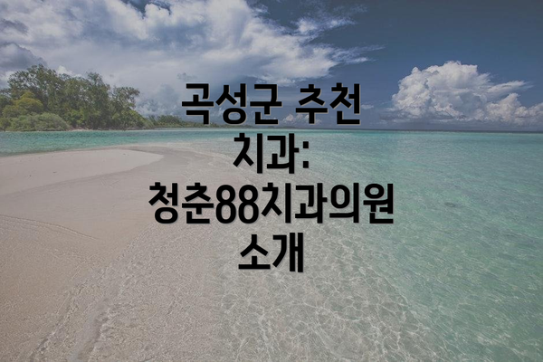 곡성군 추천 치과: 청춘88치과의원 소개