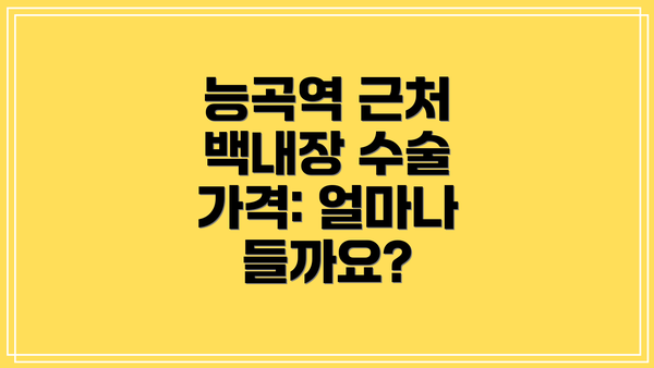능곡역 근처 백내장 수술 가격: 얼마나 들까요?