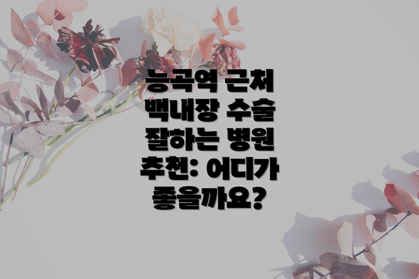 능곡역 근처 백내장 수술 잘하는 병원 추천: 어디가 좋을까요?