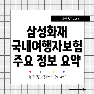 삼성화재 국내여행자보험 주요 정보 요약