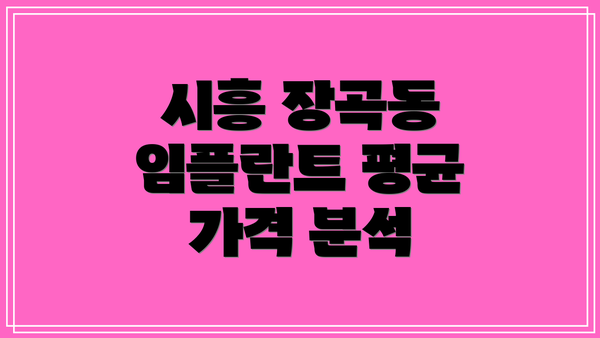 시흥 장곡동 임플란트 평균 가격 분석