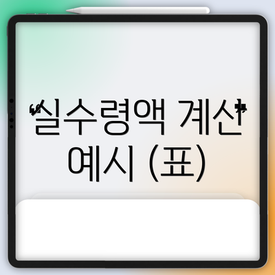 실수령액 계산 예시 (표)