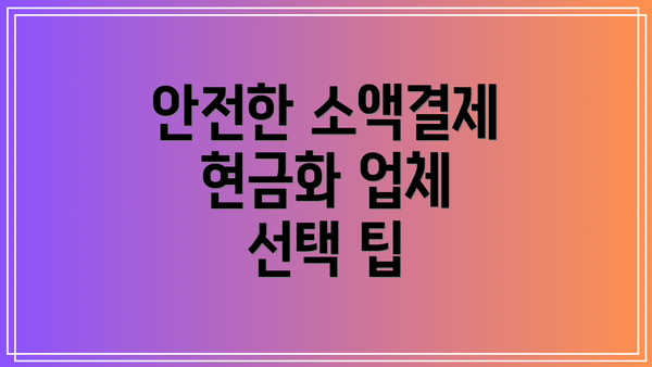 안전한 소액결제 현금화 업체 선택 팁