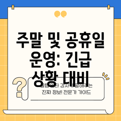 주말 및 공휴일 운영: 긴급 상황 대비