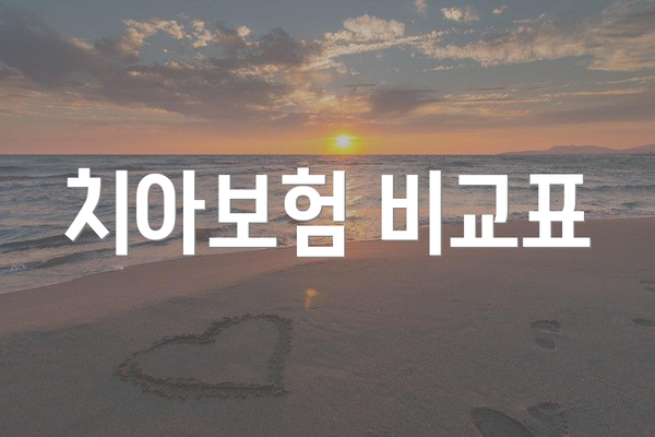 치아보험 비교표