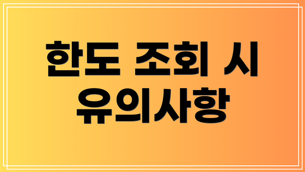한도 조회 시 유의사항