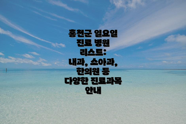 홍천군 일요일 진료 병원 리스트:  내과, 소아과, 한의원 등 다양한 진료과목 안내